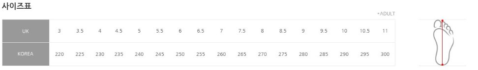 신발사이즈표